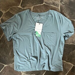 Women's Blue V-Neck Top